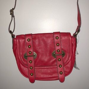Red faux leather purse